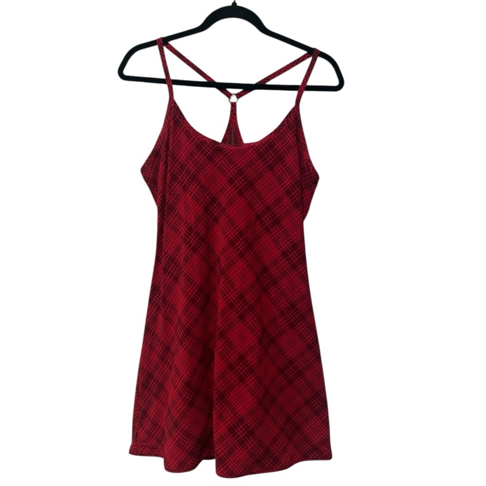 Outdoor Voices exercise dress red plaid size medium